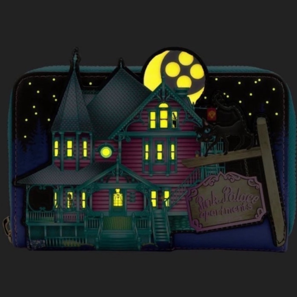 Loungefly Laika Coraline GITD Pink Palace House Mini Backpack and Wallet Set - Picture 11 of 16